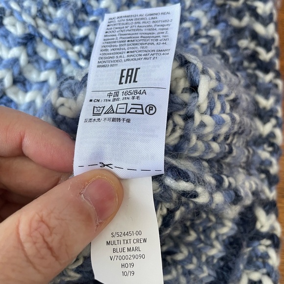 Gap Women's XS Crewneck Multicolor Blue White Sweater Pullover Wool Oversized - Picture 13 of 16